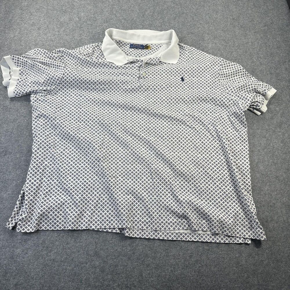 Polo Ralph Lauren Polo Shirt Mens Big 4X White Geometric Knit Pony Logo Casual